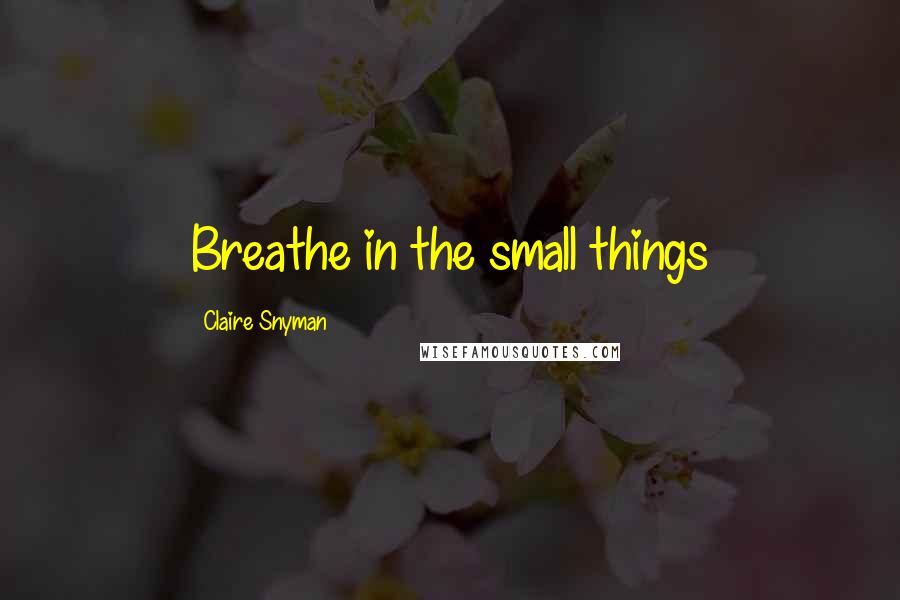 Claire Snyman Quotes: Breathe in the small things