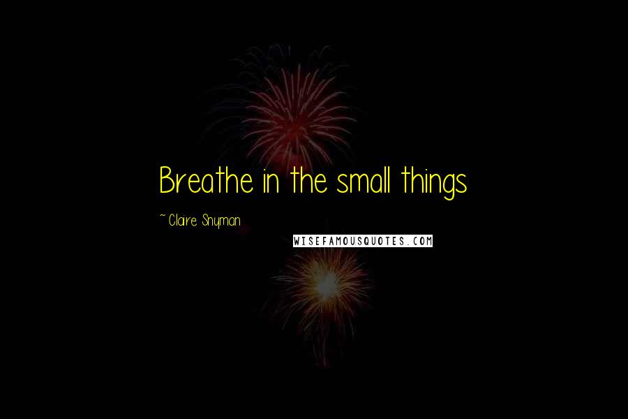 Claire Snyman Quotes: Breathe in the small things