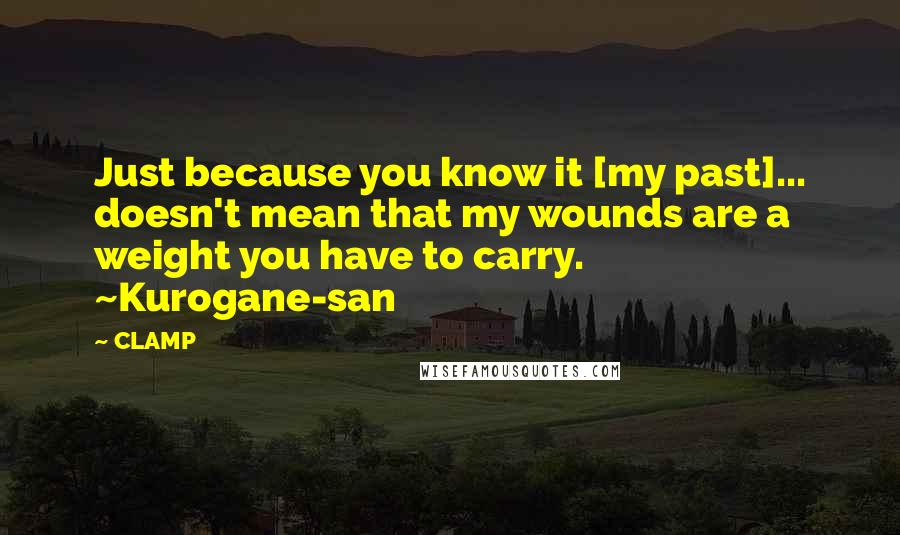 CLAMP Quotes: Just because you know it [my past]... doesn't mean that my wounds are a weight you have to carry. ~Kurogane-san