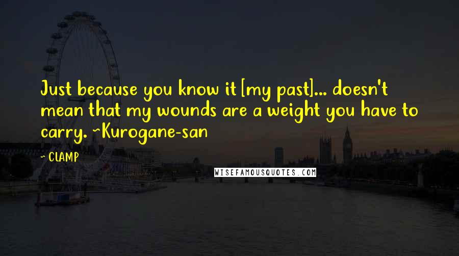 CLAMP Quotes: Just because you know it [my past]... doesn't mean that my wounds are a weight you have to carry. ~Kurogane-san