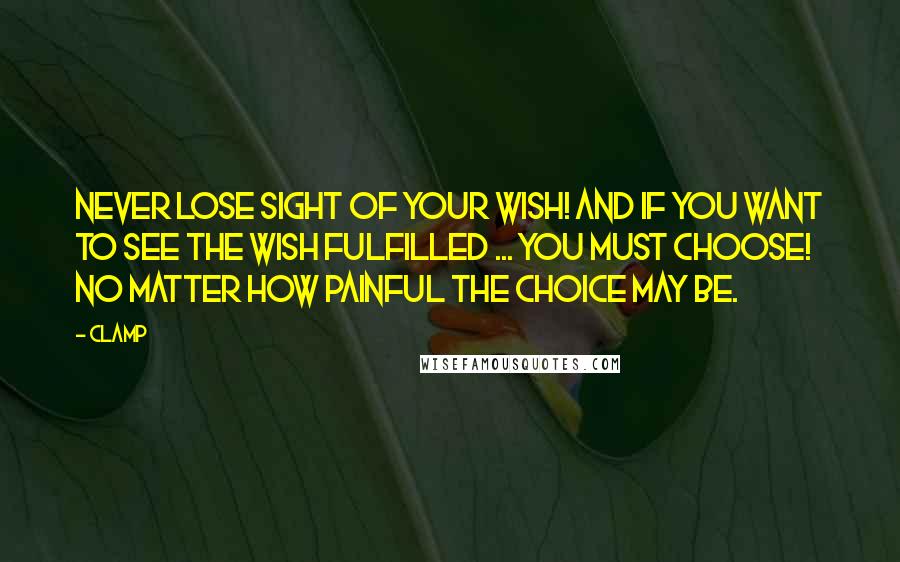 CLAMP Quotes: Never lose sight of your wish! And if you want to see the wish fulfilled ... you must choose! No matter how painful the choice may be.