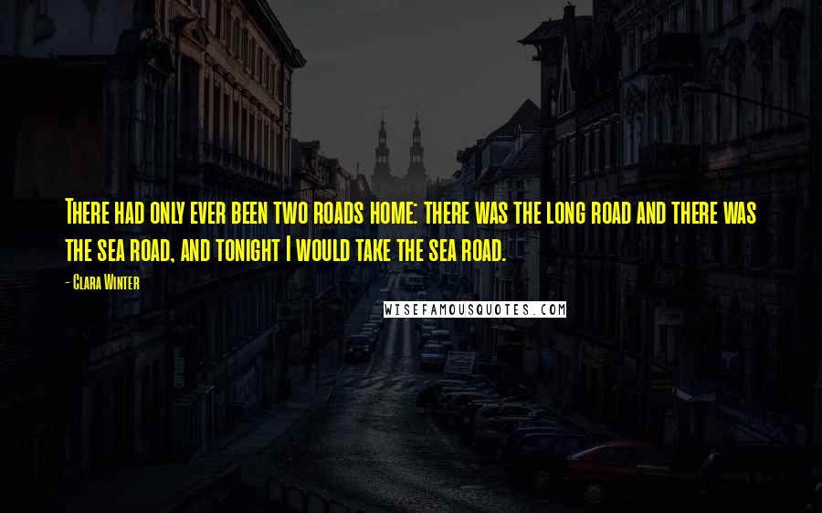 Clara Winter Quotes: There had only ever been two roads home: there was the long road and there was the sea road, and tonight I would take the sea road.