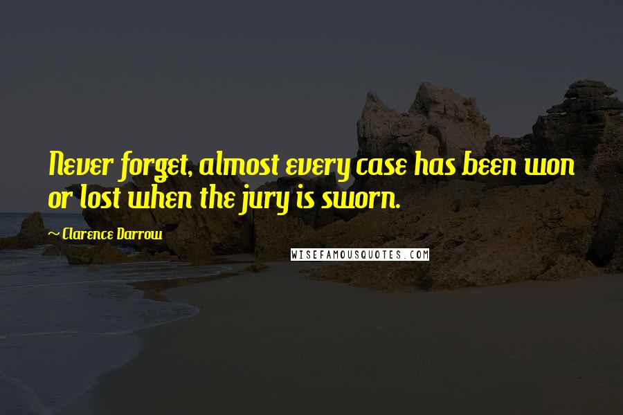 Clarence Darrow Quotes: Never forget, almost every case has been won or lost when the jury is sworn.