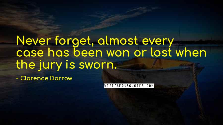 Clarence Darrow Quotes: Never forget, almost every case has been won or lost when the jury is sworn.