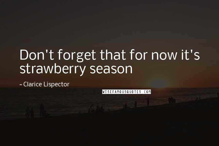 Clarice Lispector Quotes: Don't forget that for now it's strawberry season
