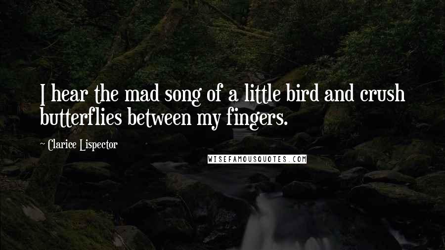 Clarice Lispector Quotes: I hear the mad song of a little bird and crush butterflies between my fingers.