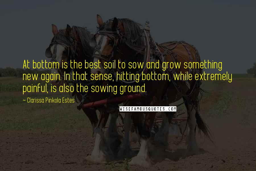 Clarissa Pinkola Estes Quotes: At bottom is the best soil to sow and grow something new again. In that sense, hitting bottom, while extremely painful, is also the sowing ground.