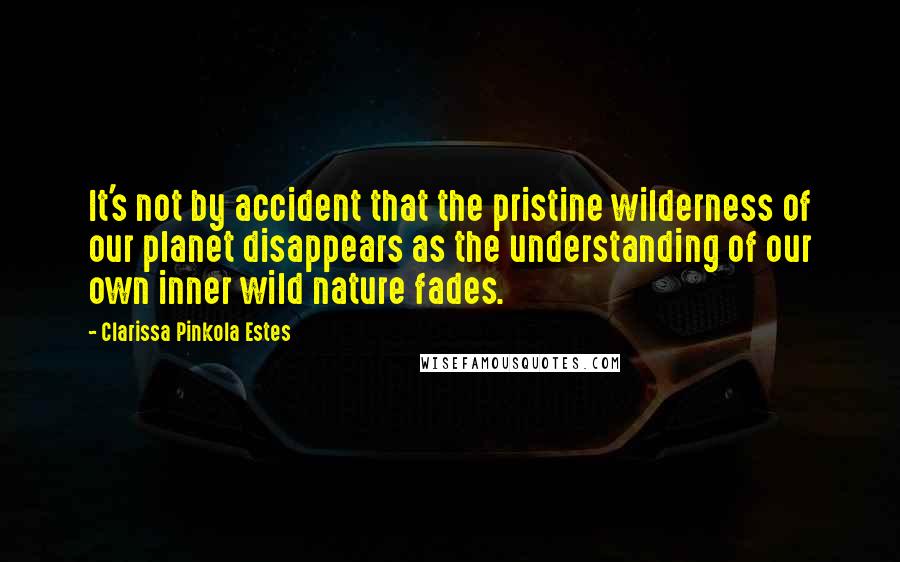 Clarissa Pinkola Estes Quotes: It's not by accident that the pristine wilderness of our planet disappears as the understanding of our own inner wild nature fades.