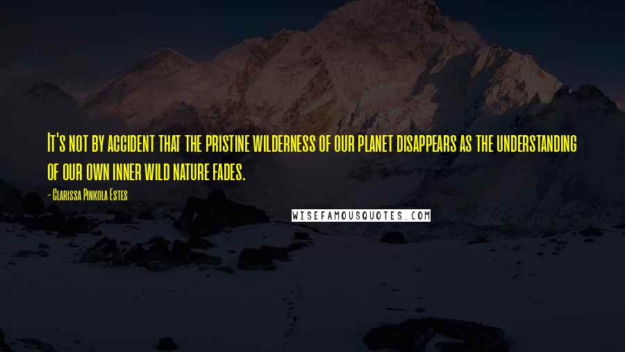 Clarissa Pinkola Estes Quotes: It's not by accident that the pristine wilderness of our planet disappears as the understanding of our own inner wild nature fades.