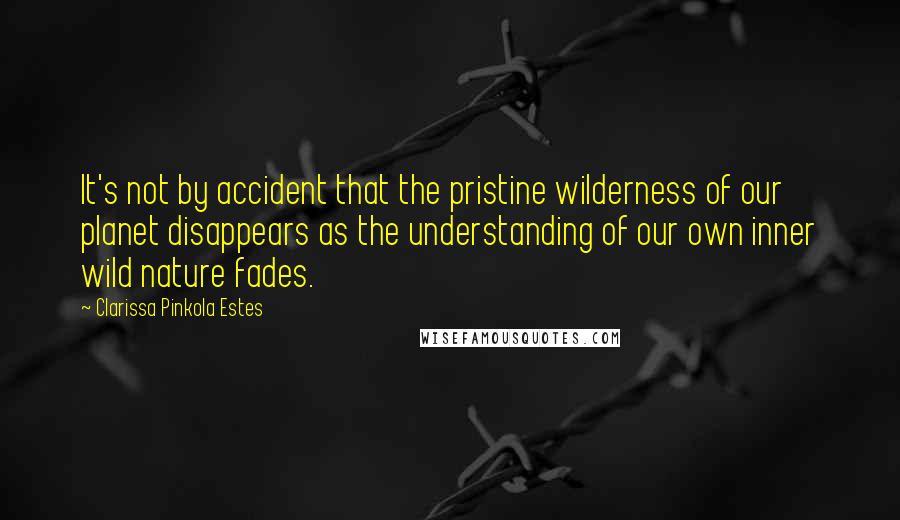 Clarissa Pinkola Estes Quotes: It's not by accident that the pristine wilderness of our planet disappears as the understanding of our own inner wild nature fades.
