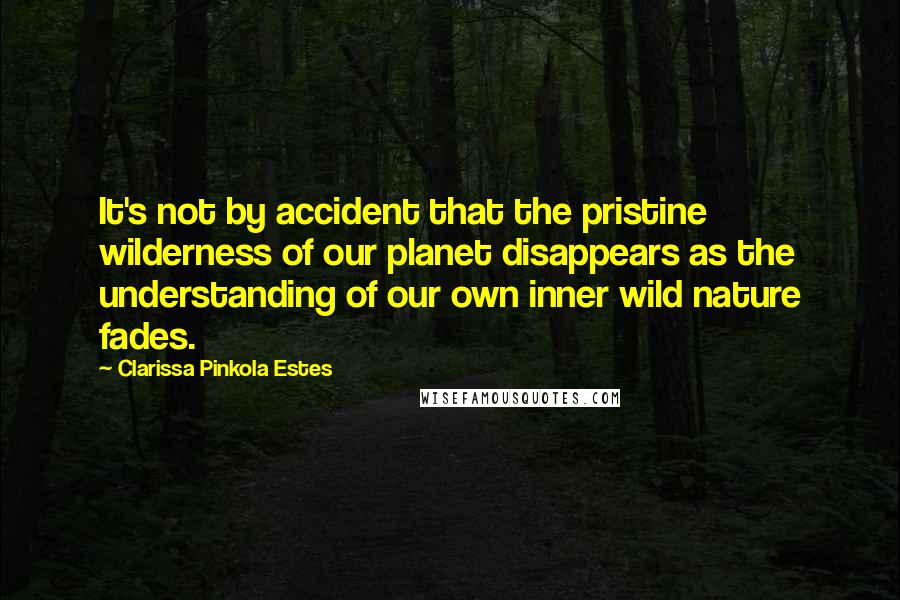 Clarissa Pinkola Estes Quotes: It's not by accident that the pristine wilderness of our planet disappears as the understanding of our own inner wild nature fades.