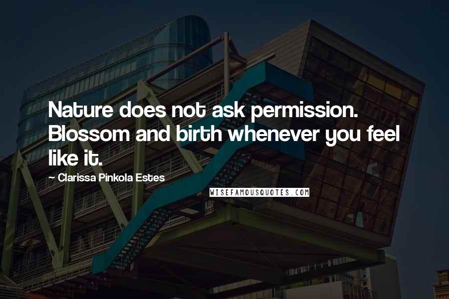 Clarissa Pinkola Estes Quotes: Nature does not ask permission. Blossom and birth whenever you feel like it.