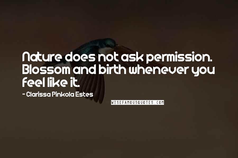 Clarissa Pinkola Estes Quotes: Nature does not ask permission. Blossom and birth whenever you feel like it.