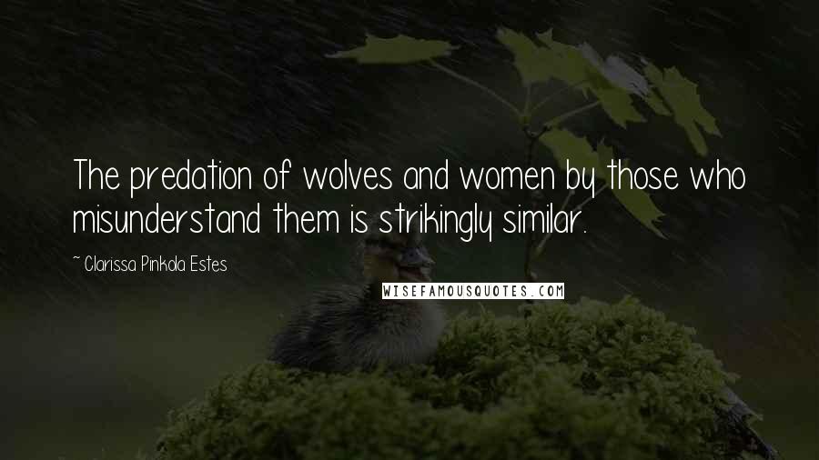 Clarissa Pinkola Estes Quotes: The predation of wolves and women by those who misunderstand them is strikingly similar.