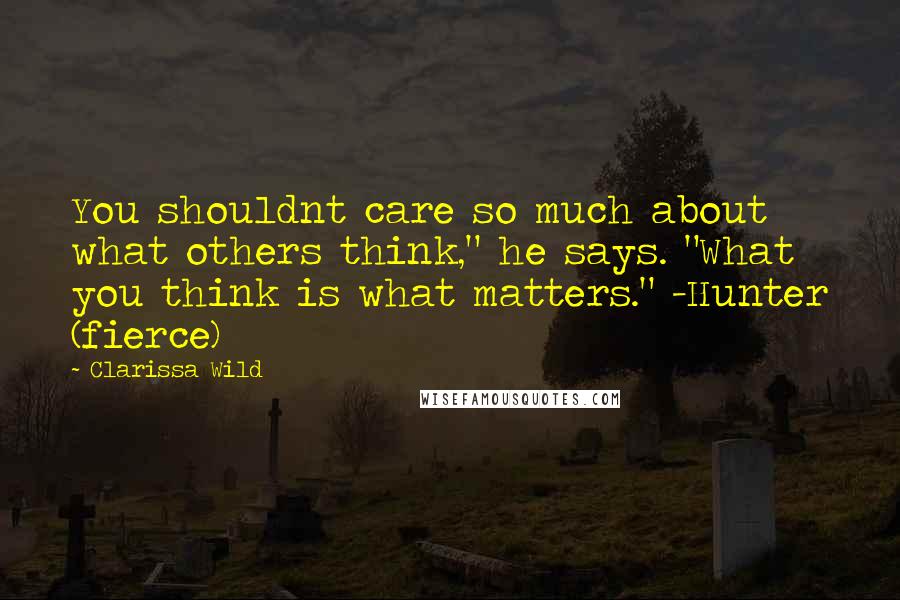 Clarissa Wild Quotes: You shouldnt care so much about what others think," he says. "What you think is what matters." -Hunter (fierce)