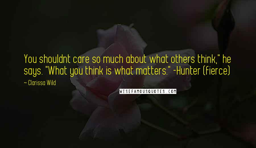 Clarissa Wild Quotes: You shouldnt care so much about what others think," he says. "What you think is what matters." -Hunter (fierce)