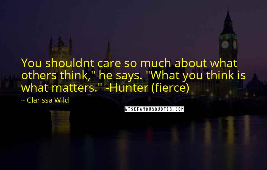 Clarissa Wild Quotes: You shouldnt care so much about what others think," he says. "What you think is what matters." -Hunter (fierce)