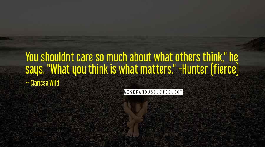 Clarissa Wild Quotes: You shouldnt care so much about what others think," he says. "What you think is what matters." -Hunter (fierce)