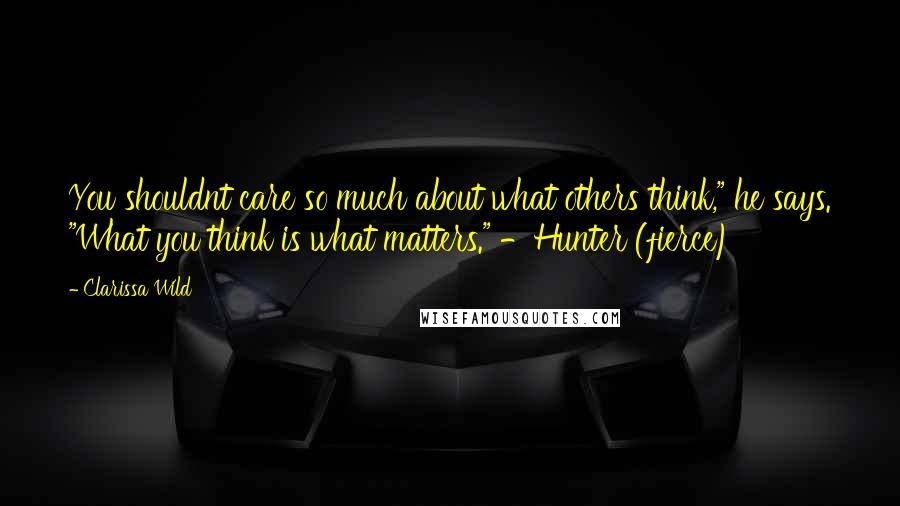 Clarissa Wild Quotes: You shouldnt care so much about what others think," he says. "What you think is what matters." -Hunter (fierce)