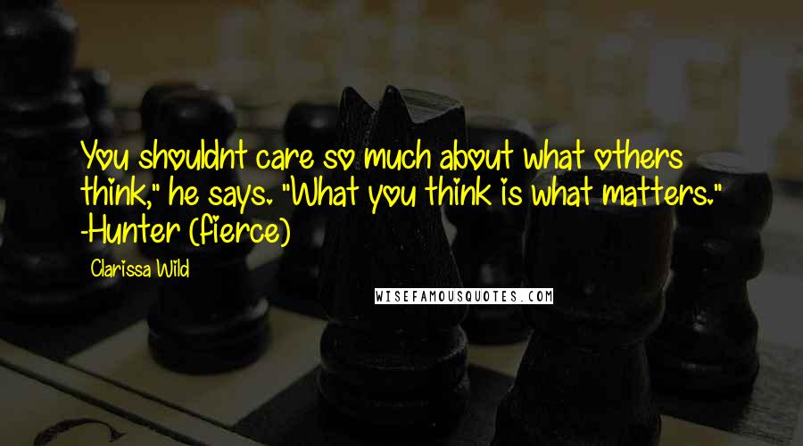 Clarissa Wild Quotes: You shouldnt care so much about what others think," he says. "What you think is what matters." -Hunter (fierce)
