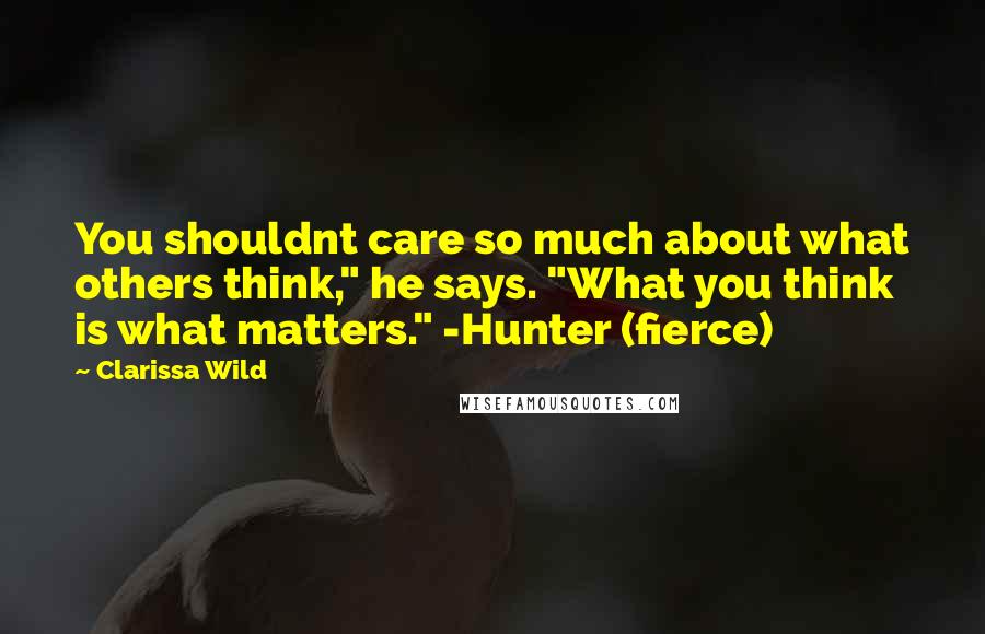 Clarissa Wild Quotes: You shouldnt care so much about what others think," he says. "What you think is what matters." -Hunter (fierce)