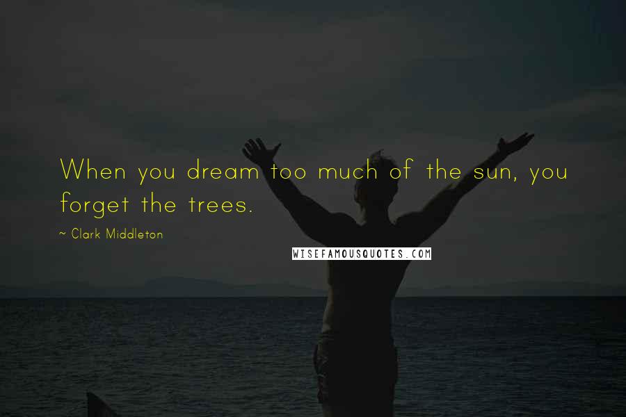 Clark Middleton Quotes: When you dream too much of the sun, you forget the trees.