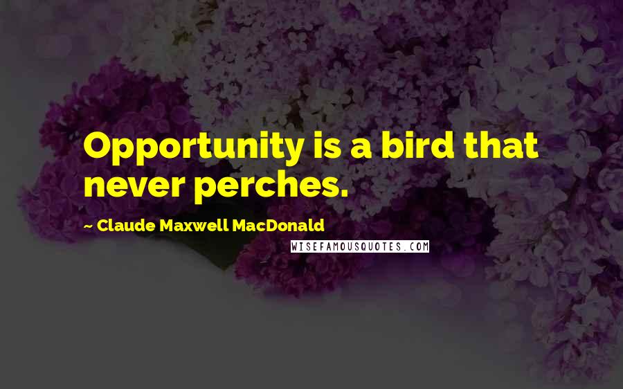 Claude Maxwell MacDonald Quotes: Opportunity is a bird that never perches.