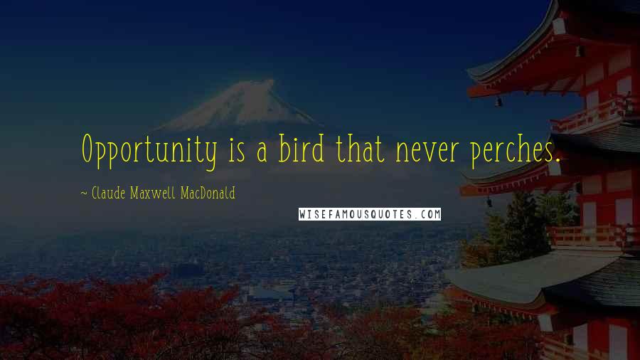 Claude Maxwell MacDonald Quotes: Opportunity is a bird that never perches.