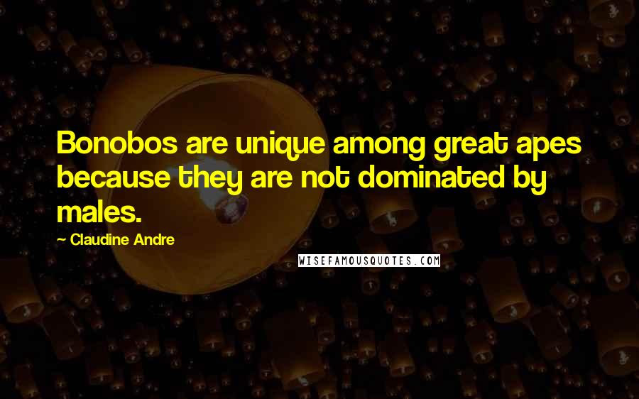 Claudine Andre Quotes: Bonobos are unique among great apes because they are not dominated by males.