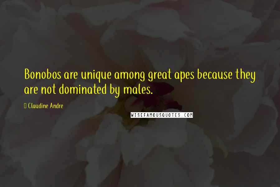 Claudine Andre Quotes: Bonobos are unique among great apes because they are not dominated by males.