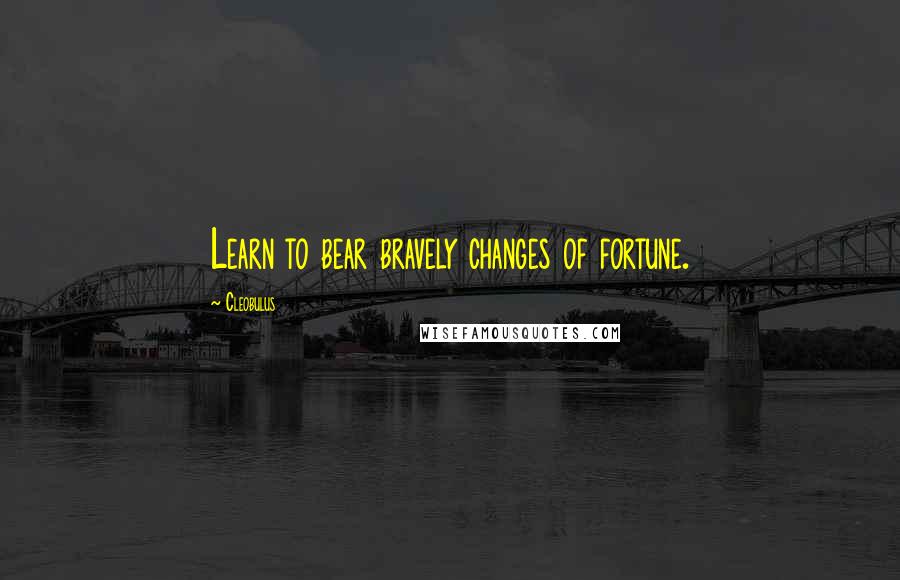 Cleobulus Quotes: Learn to bear bravely changes of fortune.