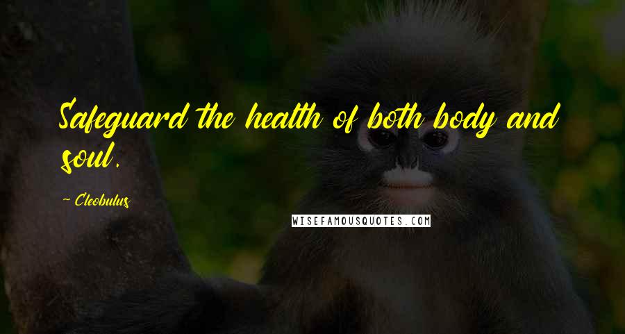 Cleobulus Quotes: Safeguard the health of both body and soul.