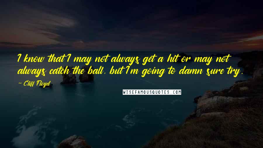 Cliff Floyd Quotes: I know that I may not always get a hit or may not always catch the ball, but I'm going to damn sure try.