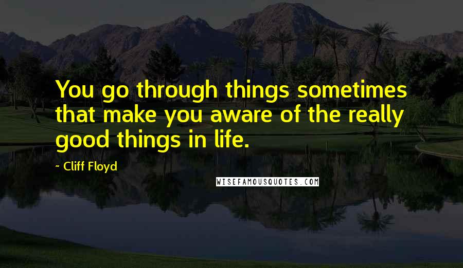 Cliff Floyd Quotes: You go through things sometimes that make you aware of the really good things in life.