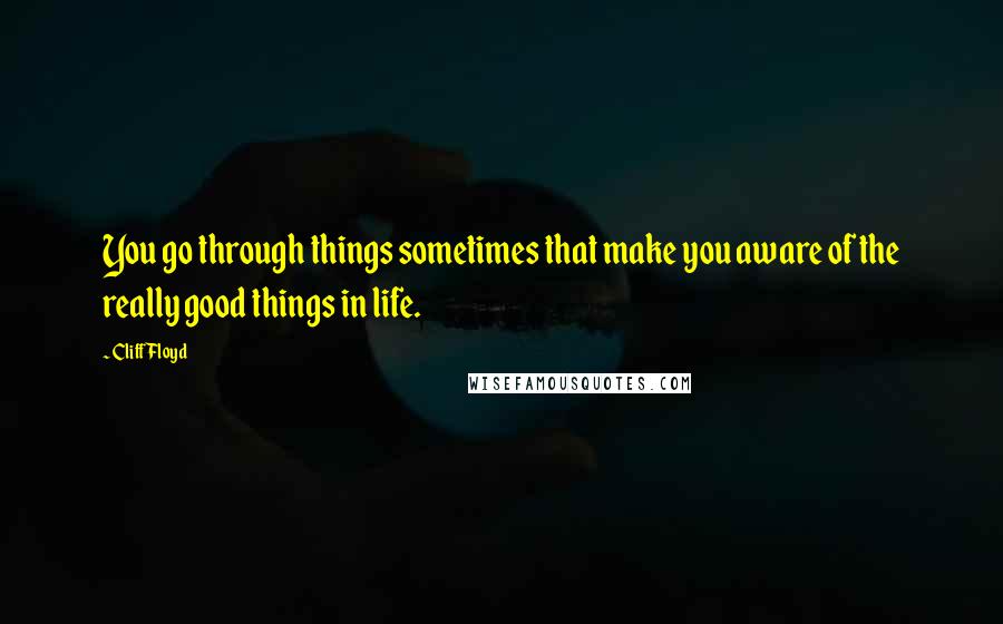 Cliff Floyd Quotes: You go through things sometimes that make you aware of the really good things in life.