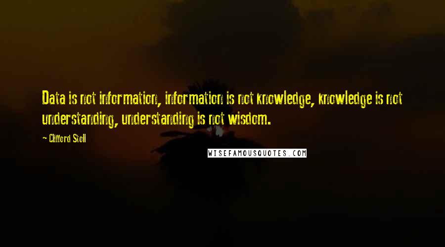 Clifford Stoll Quotes: Data is not information, information is not knowledge, knowledge is not understanding, understanding is not wisdom.