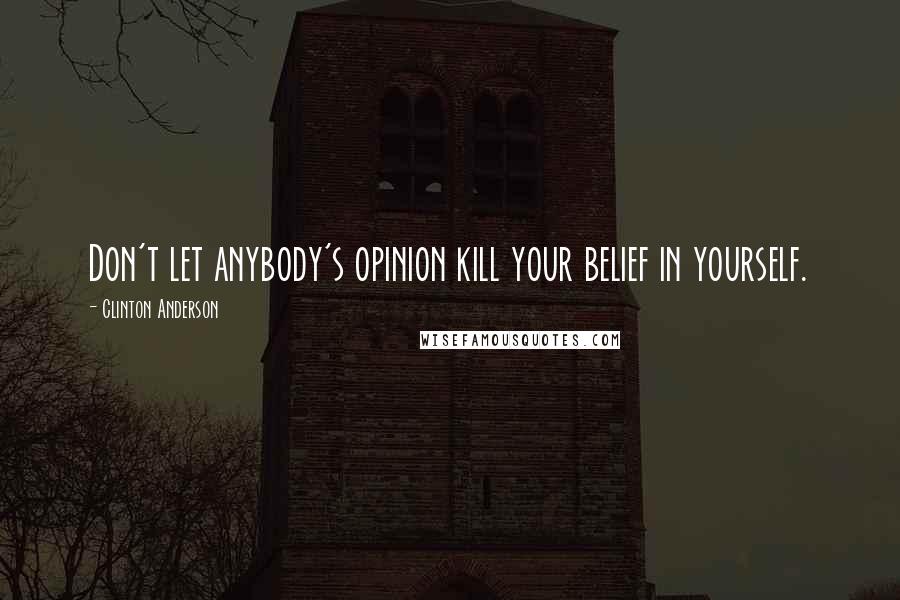 Clinton Anderson Quotes: Don't let anybody's opinion kill your belief in yourself.