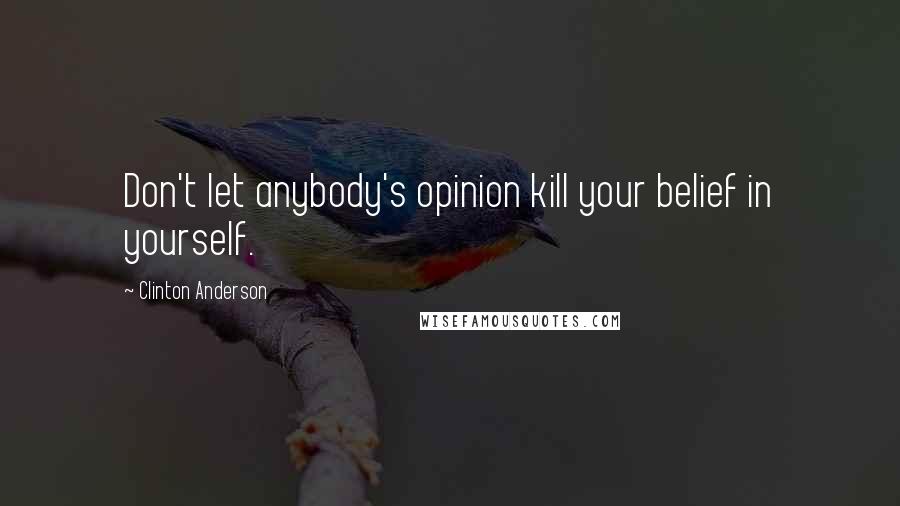 Clinton Anderson Quotes: Don't let anybody's opinion kill your belief in yourself.