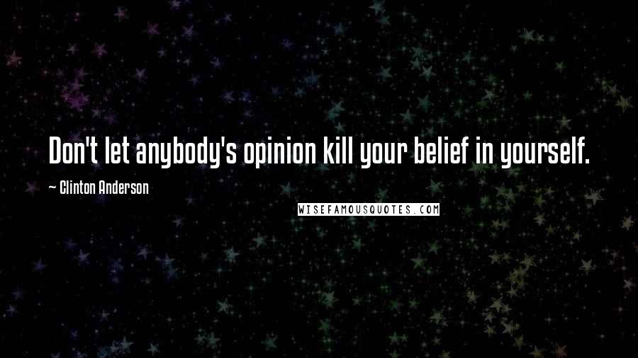Clinton Anderson Quotes: Don't let anybody's opinion kill your belief in yourself.