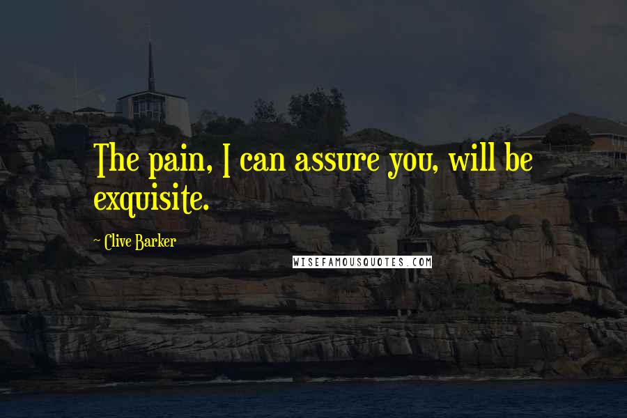 Clive Barker Quotes: The pain, I can assure you, will be exquisite.