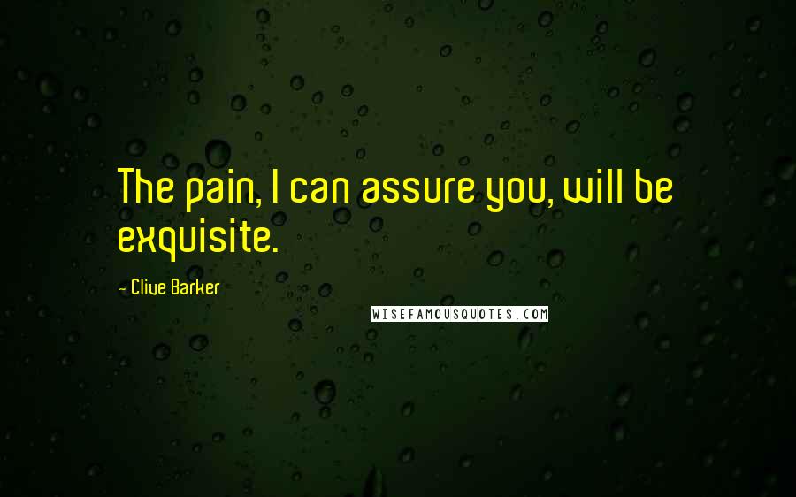 Clive Barker Quotes: The pain, I can assure you, will be exquisite.
