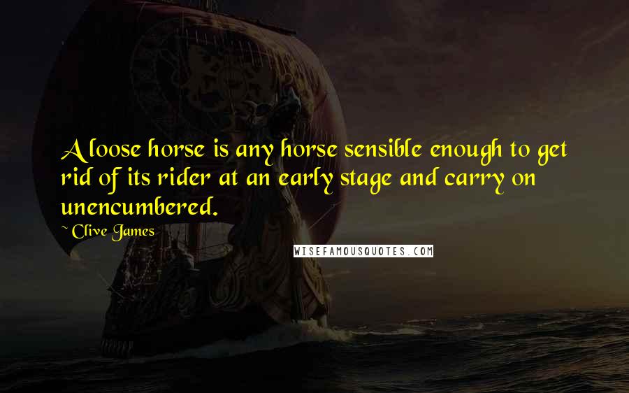 Clive James Quotes: A loose horse is any horse sensible enough to get rid of its rider at an early stage and carry on unencumbered.