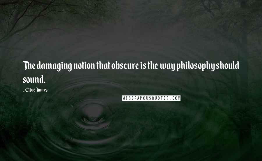Clive James Quotes: The damaging notion that obscure is the way philosophy should sound.