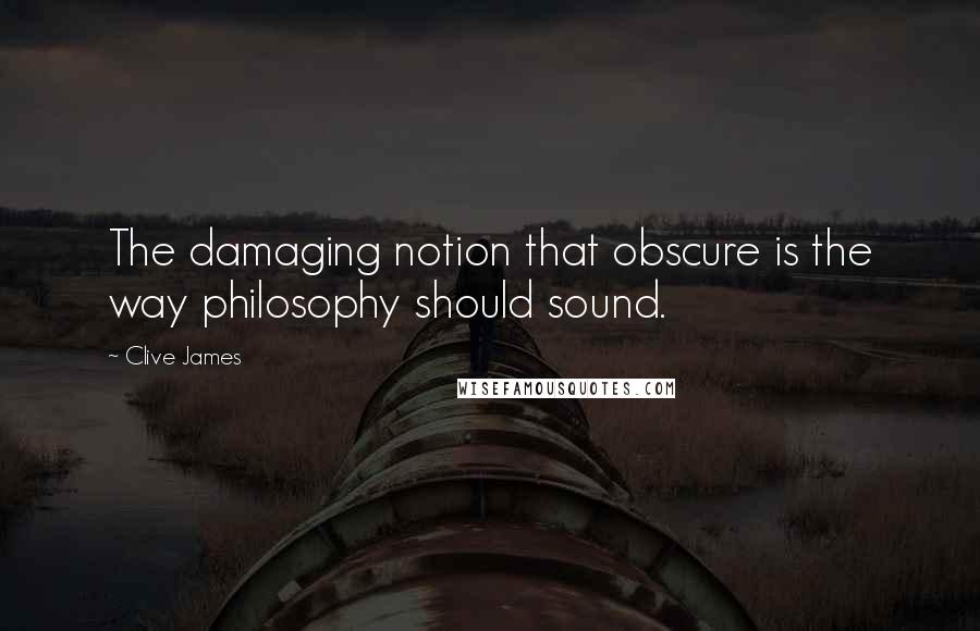 Clive James Quotes: The damaging notion that obscure is the way philosophy should sound.