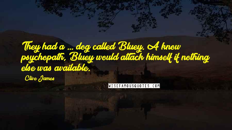 Clive James Quotes: They had a ... dog called Bluey. A know psychopath, Bluey would attack himself if nothing else was available.