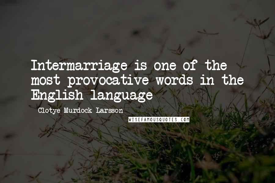 Clotye Murdock Larsson Quotes: Intermarriage is one of the most provocative words in the English language