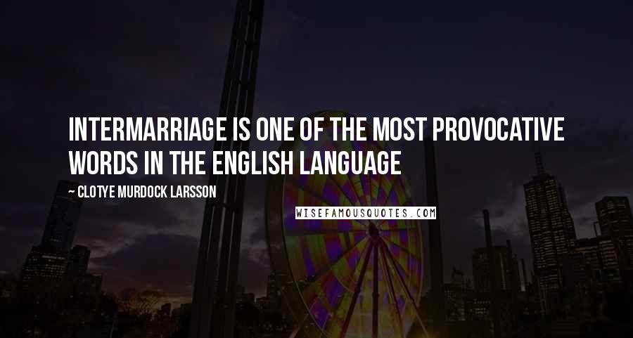 Clotye Murdock Larsson Quotes: Intermarriage is one of the most provocative words in the English language