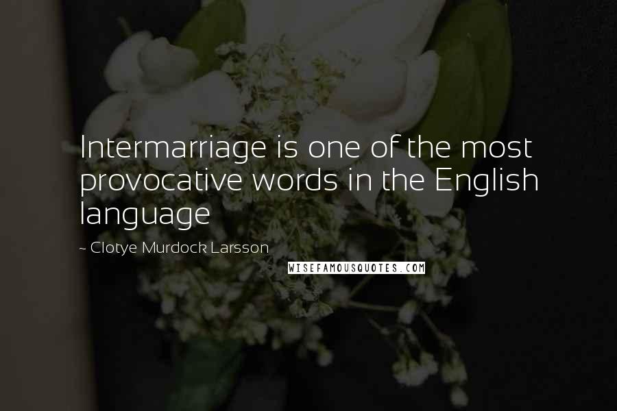 Clotye Murdock Larsson Quotes: Intermarriage is one of the most provocative words in the English language