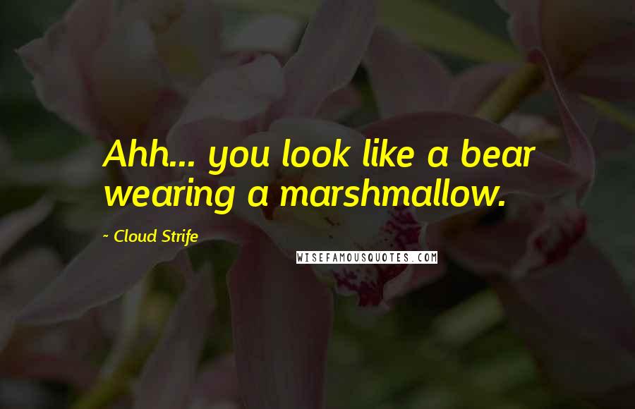 Cloud Strife Quotes: Ahh... you look like a bear wearing a marshmallow.