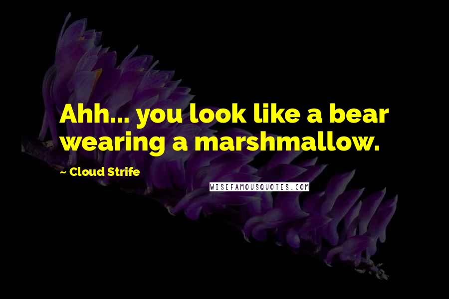Cloud Strife Quotes: Ahh... you look like a bear wearing a marshmallow.